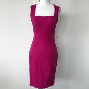 BANANA REPUBLIC Fuschia Square Neck Midi Dress